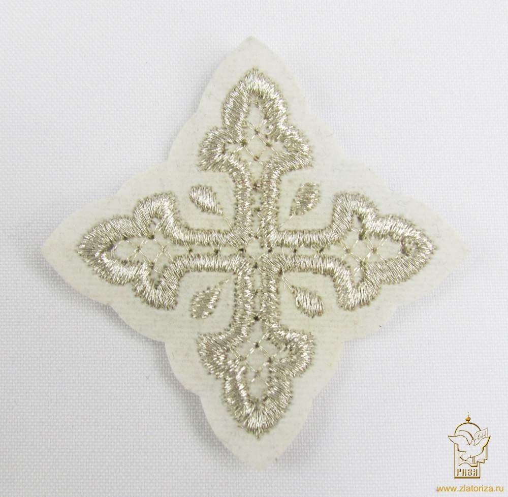 Крест 4 ВОЛОГОДСКИЙ, белый с серебром,6-7 см