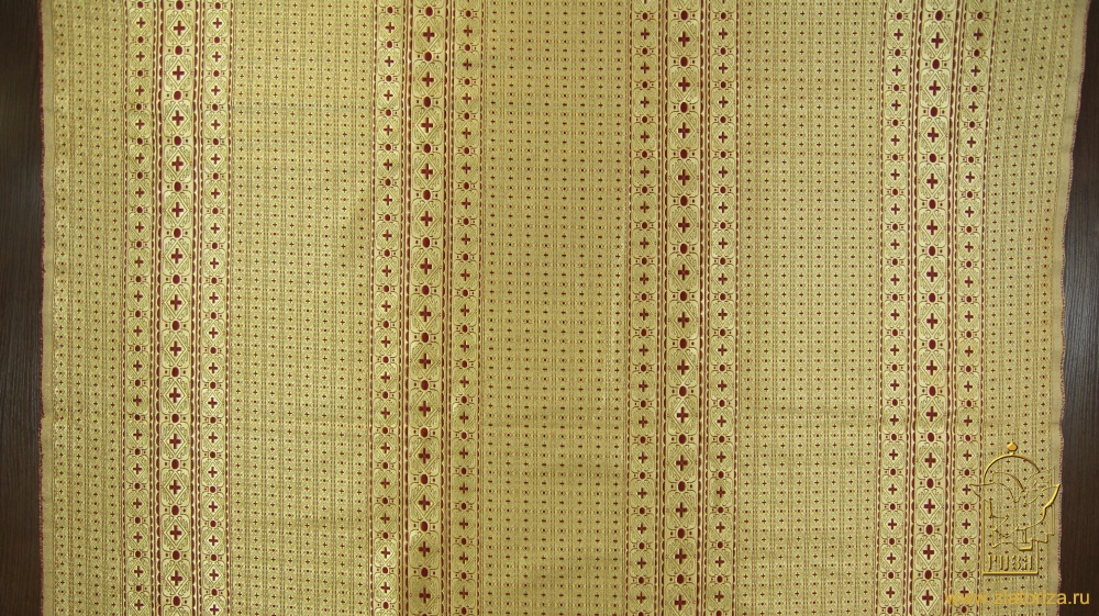 Парча СИНОД, желтая с золотом + бордо , шир. 114 см, КК