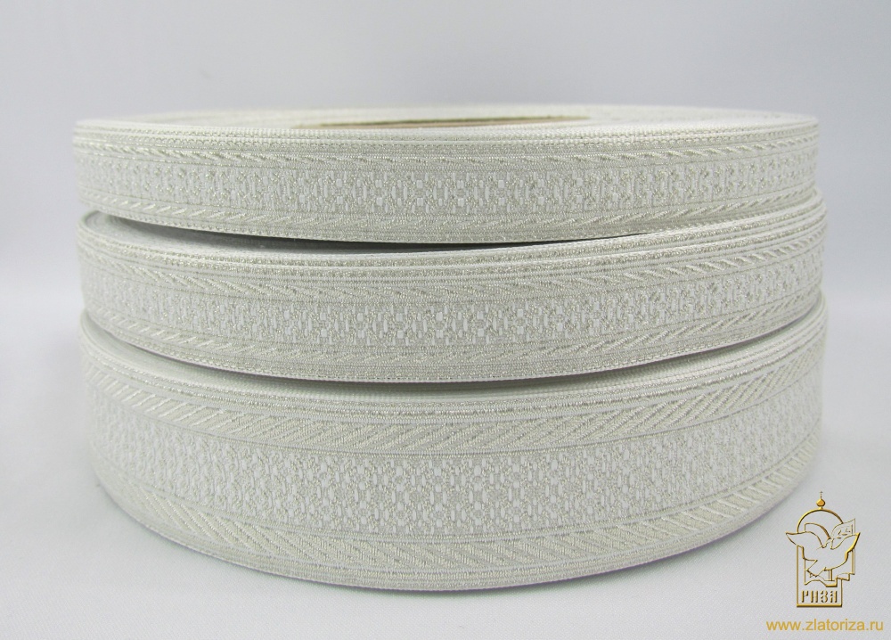 Галун РОМАШКА, белый со светлым серебром, шир. 1,8 см, РА