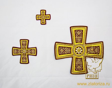 Набор крестов, иерейский, ГЕОРГИЕВСКИЙ бордо с золотом, 14 шт, арт. 22044