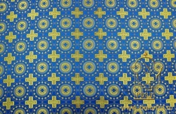 Шелк МИРЛИКИЙСКИЙ БОЛЬШОЙ, голубой с золотом, шир. 150 см, Рахманово