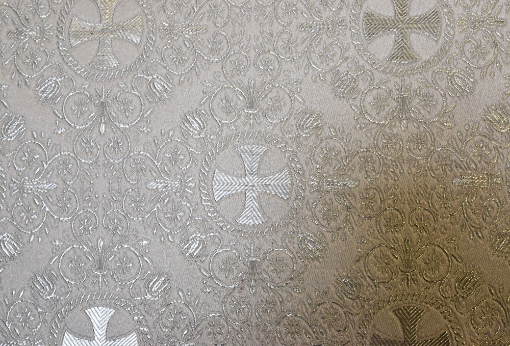 Шелк АЛАНЬЯ малая, белый с серебром, с люрексом, шир. 165 см