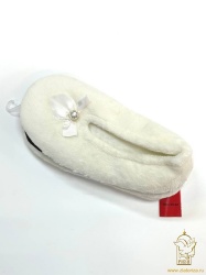 Тапочки белые для погребения, с камнем Тапочки белые для погребения, с камнем