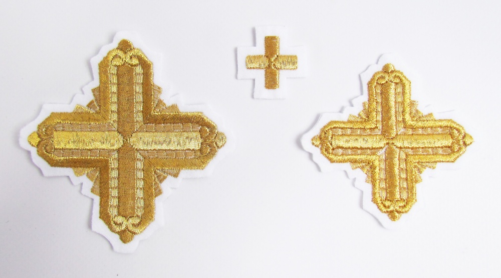 Набор крестов, иерейский, КВАДРАТ, белый с золотом, 14 шт