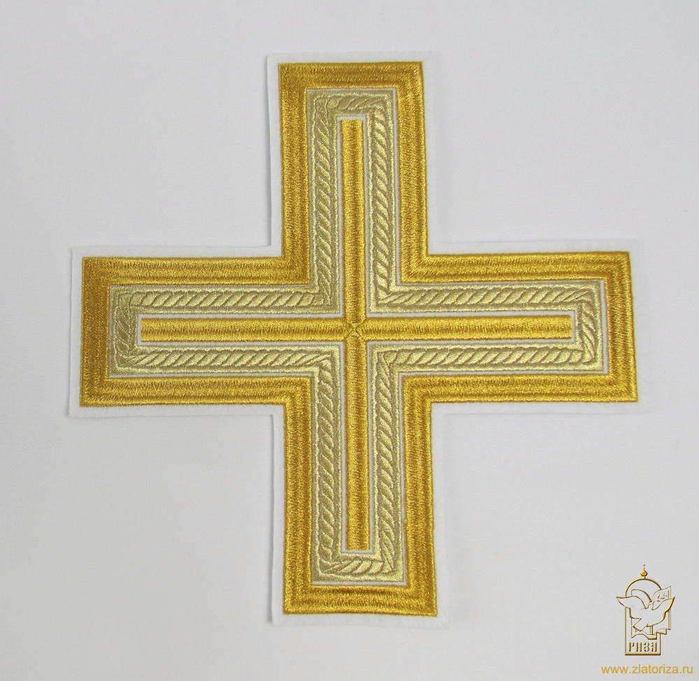 Крест на Престол/Жертвенник АНДРЕЕВСКИЙ, белый с золотом, 23 см