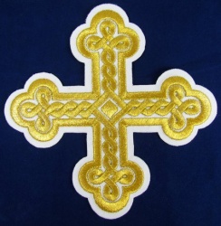 Крест 1 ОКРУГЛАЯ ПЛЕТЕНКА, белый с золотом,14,5 -16 см Крест 1 ОКРУГЛАЯ ПЛЕТЕНКА, белый с золотом,14,5 -16 см