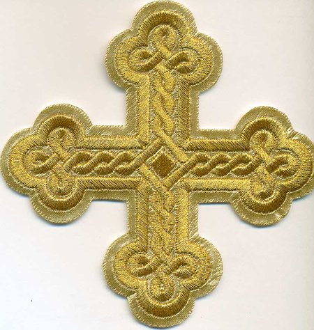 Крест 2 ОКРУГЛАЯ ПЛЕТЕНКА, лаке с золотом, 10-12 см