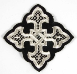 Крест 3 ВЯЗАНЫЙ, черный с серебром,8-9 см