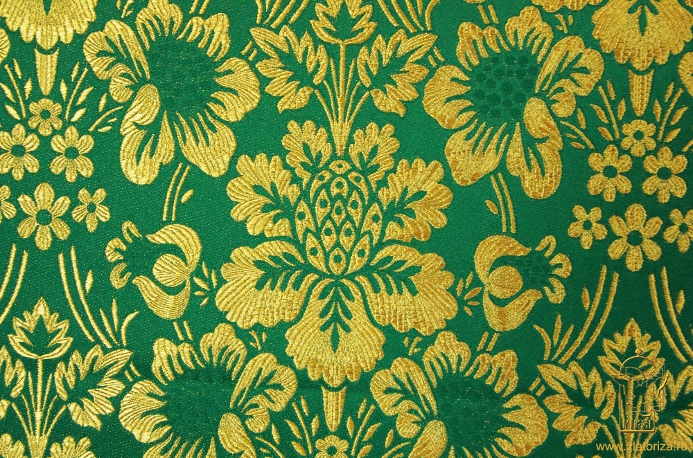 Парча КЛИОНИК, зеленая с золотом, шир. 150 см, Рахманово