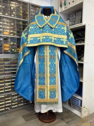 Облачение иерейское, шелк, голубой с золотом.