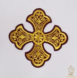Крест 2 УЗОРНЫЙ бордо с золотом, 10-12 см