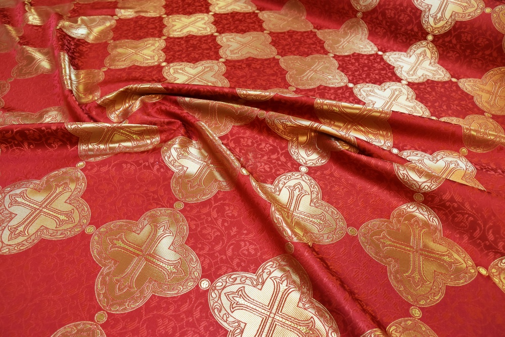Шелк НИКЕЯ, красный с золотом, шир. 165 см