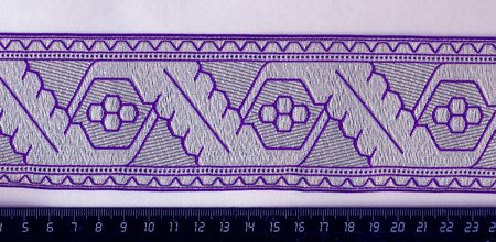 Галун ДУБОК, фиолетовый с серебром, шир. 6 см, ФР
