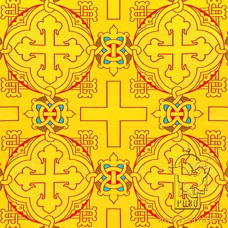 Парча греческая ЯРОСЛАВСКАЯ, желтая с красным, арт. 69363