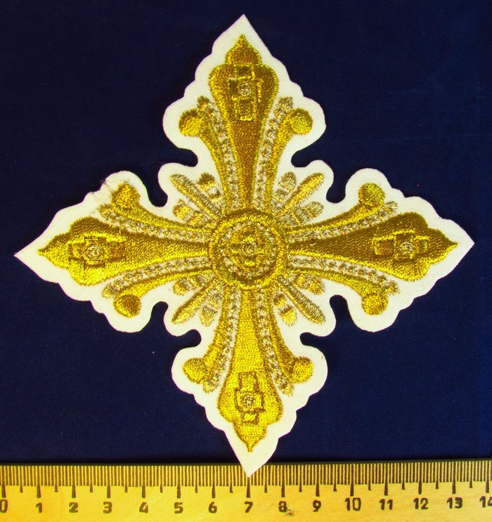 Крест 2 ВАНИН, белый с золотом, 10-12 см