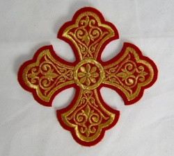 Крест 2 УЗОРНЫЙ красный с золотом,10-12 см