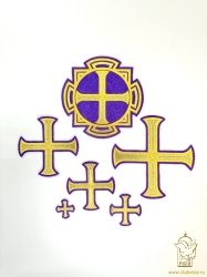 Набор крестов, иерейский, БУЛАТ, фиолетовый с золотом, 14 шт