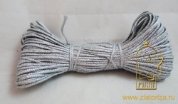 Шнур отделочный 2 мм, серебрянный, плоский, 50 м