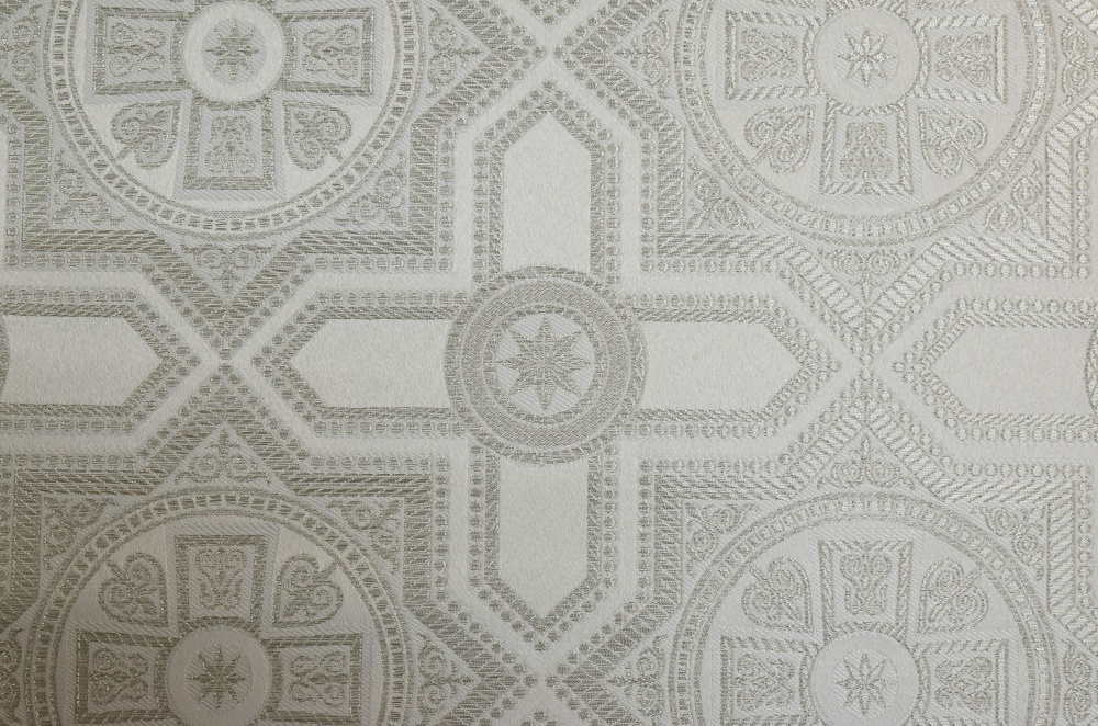 Парча НЕВСКИЙ, белая с серебром, шир. 150 см, Рахманово