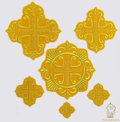 Набор крестов ПОКРОВСКИЙ W 108, иерейский, желтый с золотом, 14 шт, Набор крестов ПОКРОВСКИЙ W 108, иерейский, желтый с золотом, 14 шт,