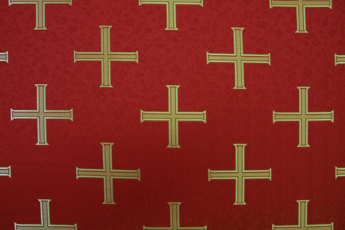 Шелк ЕФРОСИНИЯ, красный с золотом, шир. 150 см, Рахманово