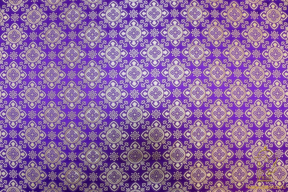 Шелк ПП ТВЕРСКОЙ, фиолетовый с золотом, шир. 150 см