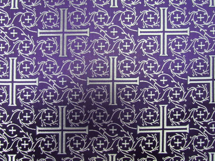 Шелк ВИЗАНТИЙСКИЙ КРЕСТ/АФОН, фиолетовый с серебром, шир. 160 см