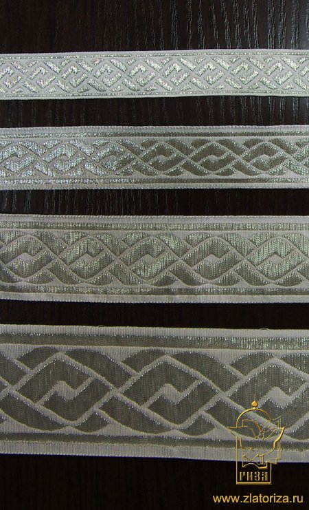 Галун Ногинск ПЛЕТЕНКА белый со светлым серебром, шир. 1,7 см