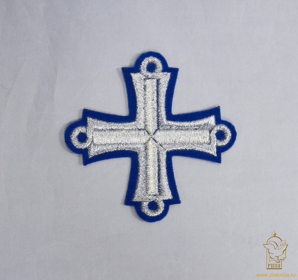 Крест 3 ПЕТЕЛЬНЫЙ, синий с серебром,8-9 см