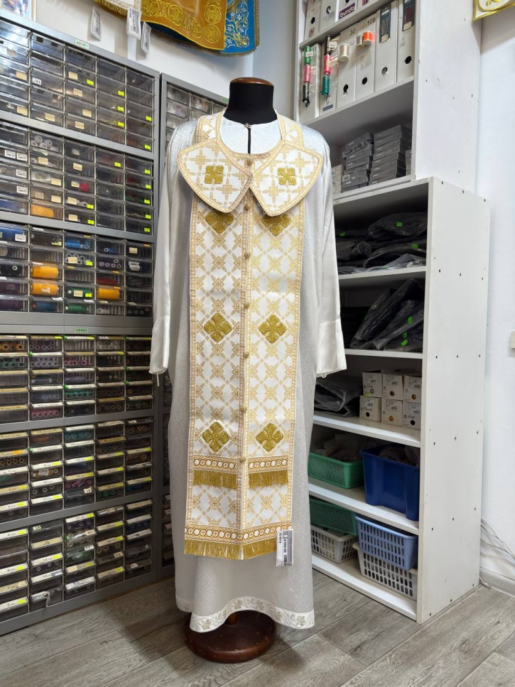 Епитрахиль + поручи, белый с золотом, шелк