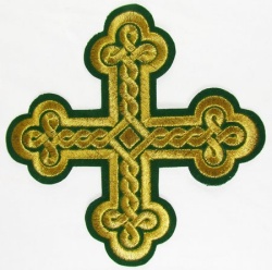 Крест 1 ОКРУГЛАЯ ПЛЕТЕНКА, зеленый с золотом,14,5 -16 см