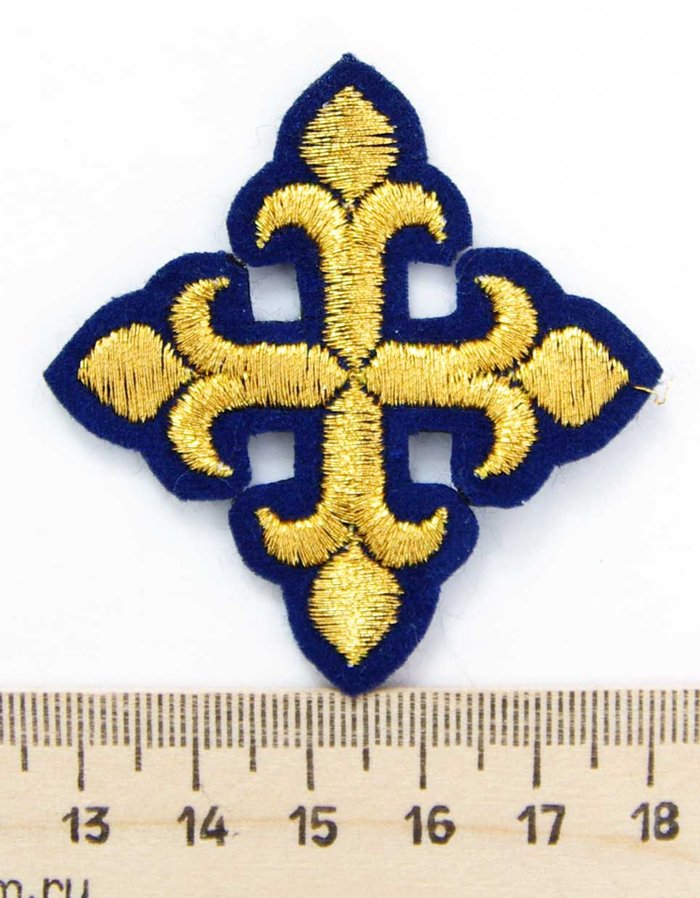 Крест 5, синий с золотом,4-5 см