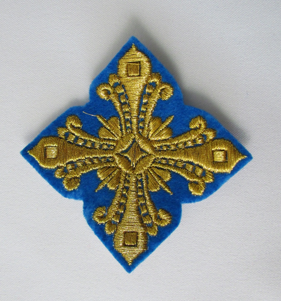 Крест 3 ВАНИН, голубой с золотом,8-9 см