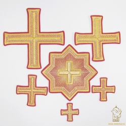 Набор крестов, иерейский, ОМОФОРНЫЙ, красный с золотом, 14 шт, арт. 22218 Набор крестов, иерейский, ОМОФОРНЫЙ, красный с золотом, 14 шт, арт. 22218