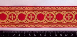Галун ГОРОХ, красный с золотом, шир. 4 см, ФР Галун ГОРОХ, красный с золотом, шир. 4 см, ФР
