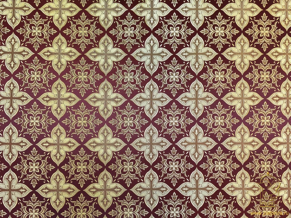 Шелк ВЕРА-2, бордо с золотом, шир. 150 см, Рахманово