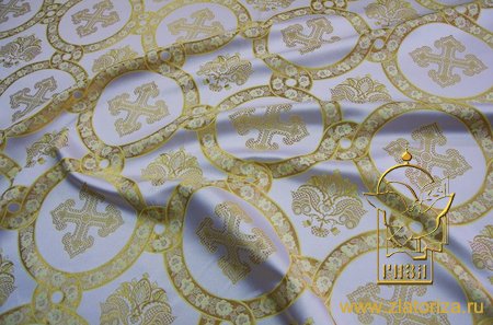 Шелк ГЕФСИМАНСКИЙ САД, белый с золотом, шир. 160 см