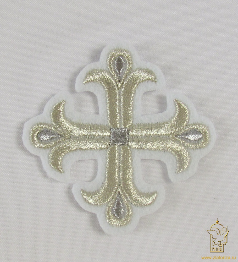 Крест 4 ЛУКОШКО белый со светлым и темным серебром, 6-7 см