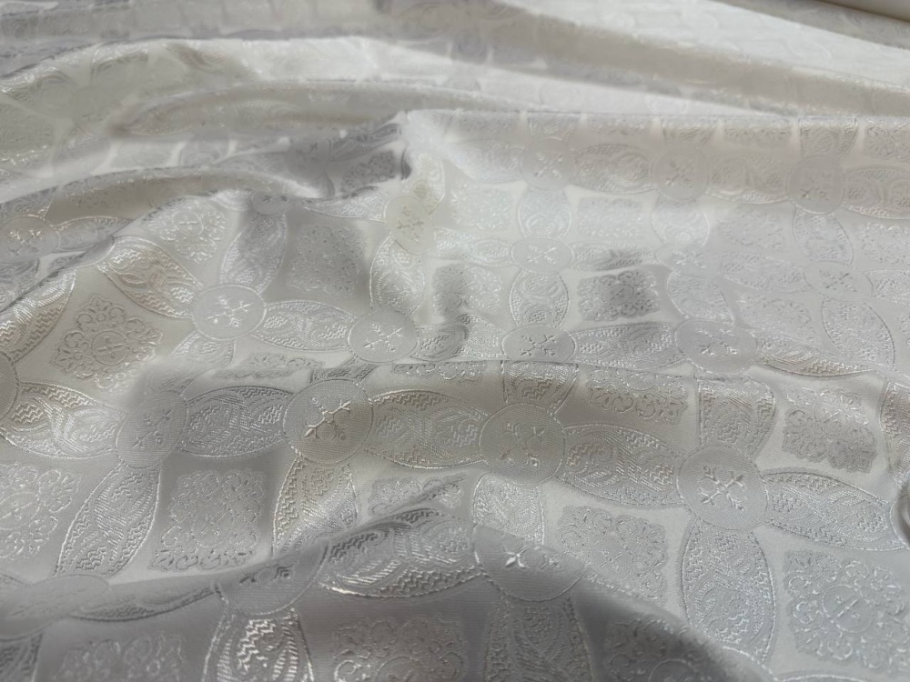 Шелк ОСТРОЖСКИЙ, белый, шир. 150 см, Павловский Посад