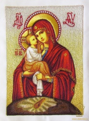 Икона Почаевская, Пресвятой Богородицы, вышитая, высота 20 см, шир. 14 см