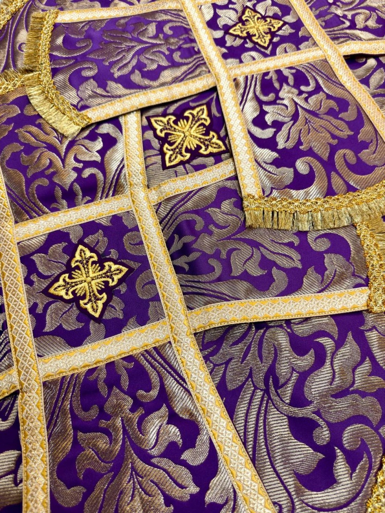 Покровцы парча, фиолетовые с золотом