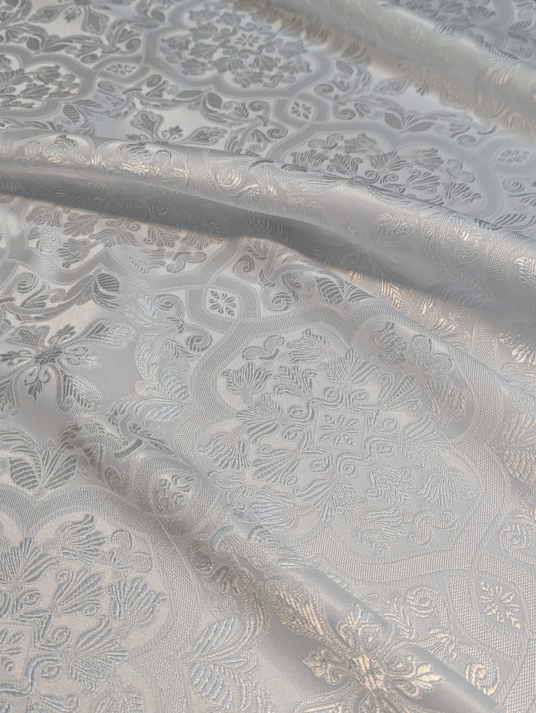 Шелк БЛАГОВЕСТ, белый с серебром, шир. 150 см, Рахманово