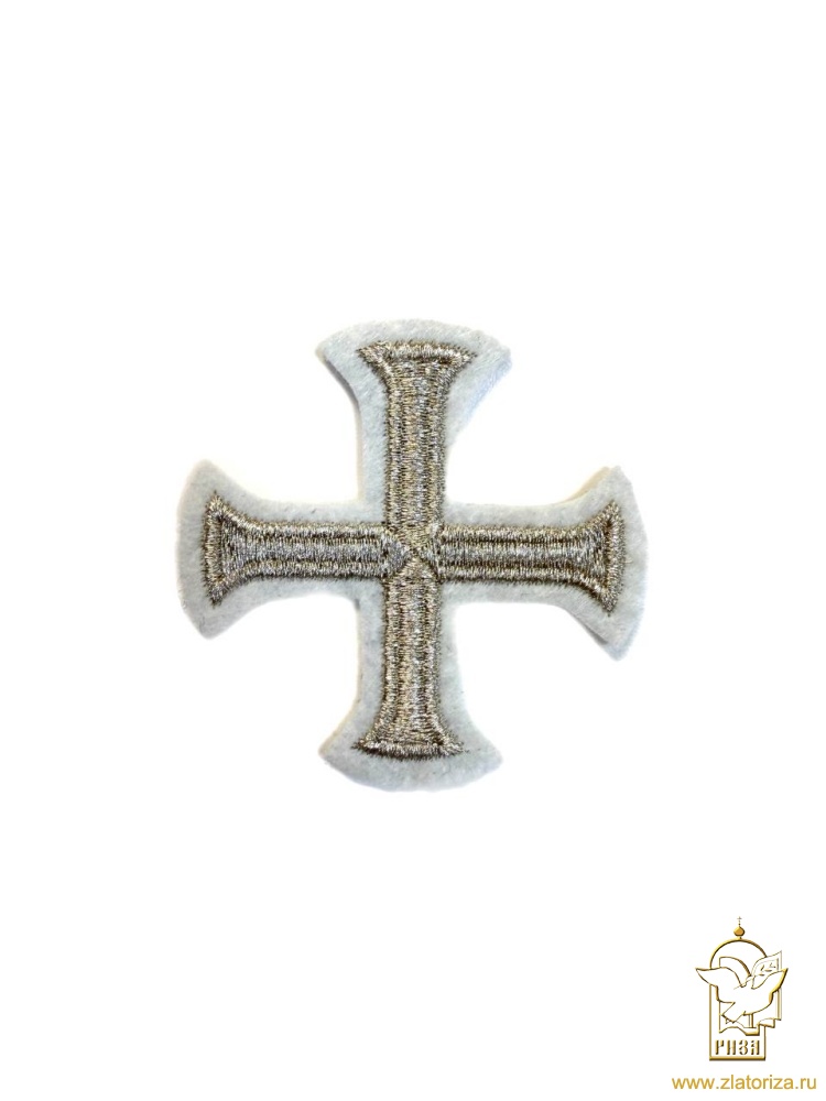 Крест 4 БУЛАТ белый со светлым серебром, 6 см, ВИО