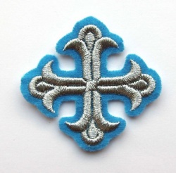 Крест 4 ЛУКОШКО, голубой с серебром,6-7 см Крест 4 ЛУКОШКО, голубой с серебром,6-7 см