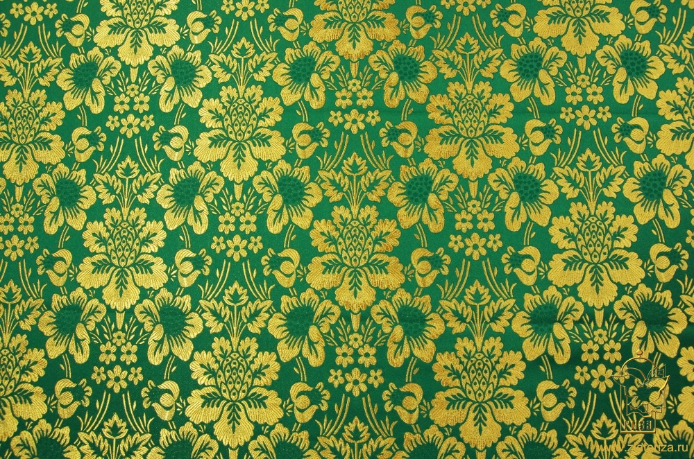 Парча КЛИОНИК, зеленая с золотом, шир. 150 см, Рахманово