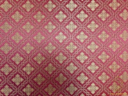 Парча КОСТРОМА, красная с золотом, с бордо окантовкой, шир. 150 см, Рахманово