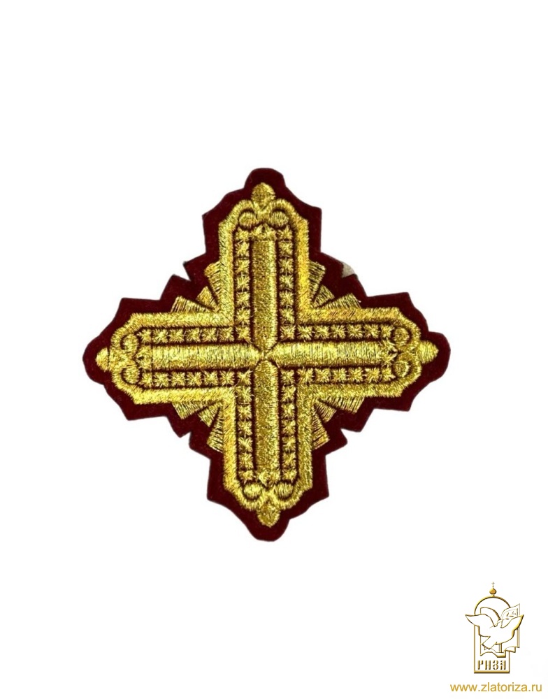 Крест 3 КВАДРАТ, бордо с золотом,8-9 см