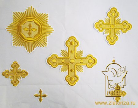 Набор крестов, иерейский, КОВАНЫЙ, белый с золотом, 14 шт, арт. 22084