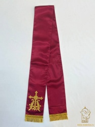 Закладка вышитая, креп, бордовая с золотом, шир. 13 см