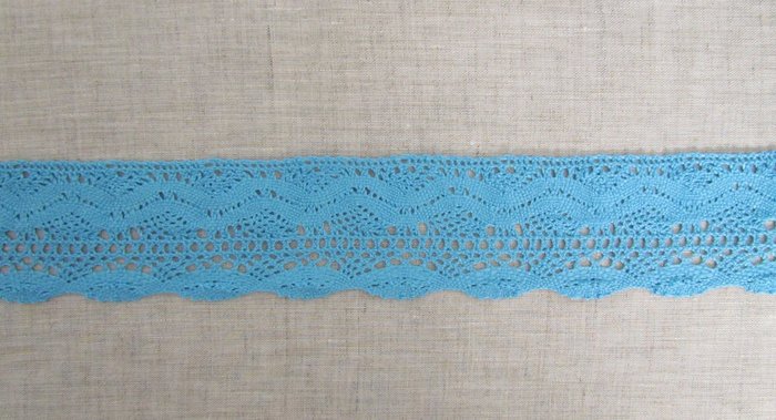 Кружево 149, плетеное, голубое, шир. 5 см